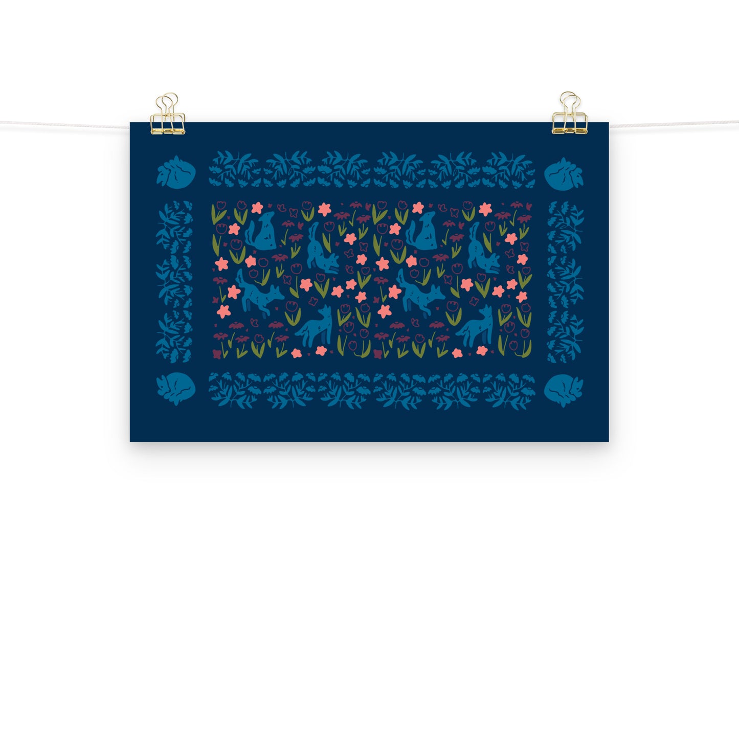 Puppies in Flowers Poster