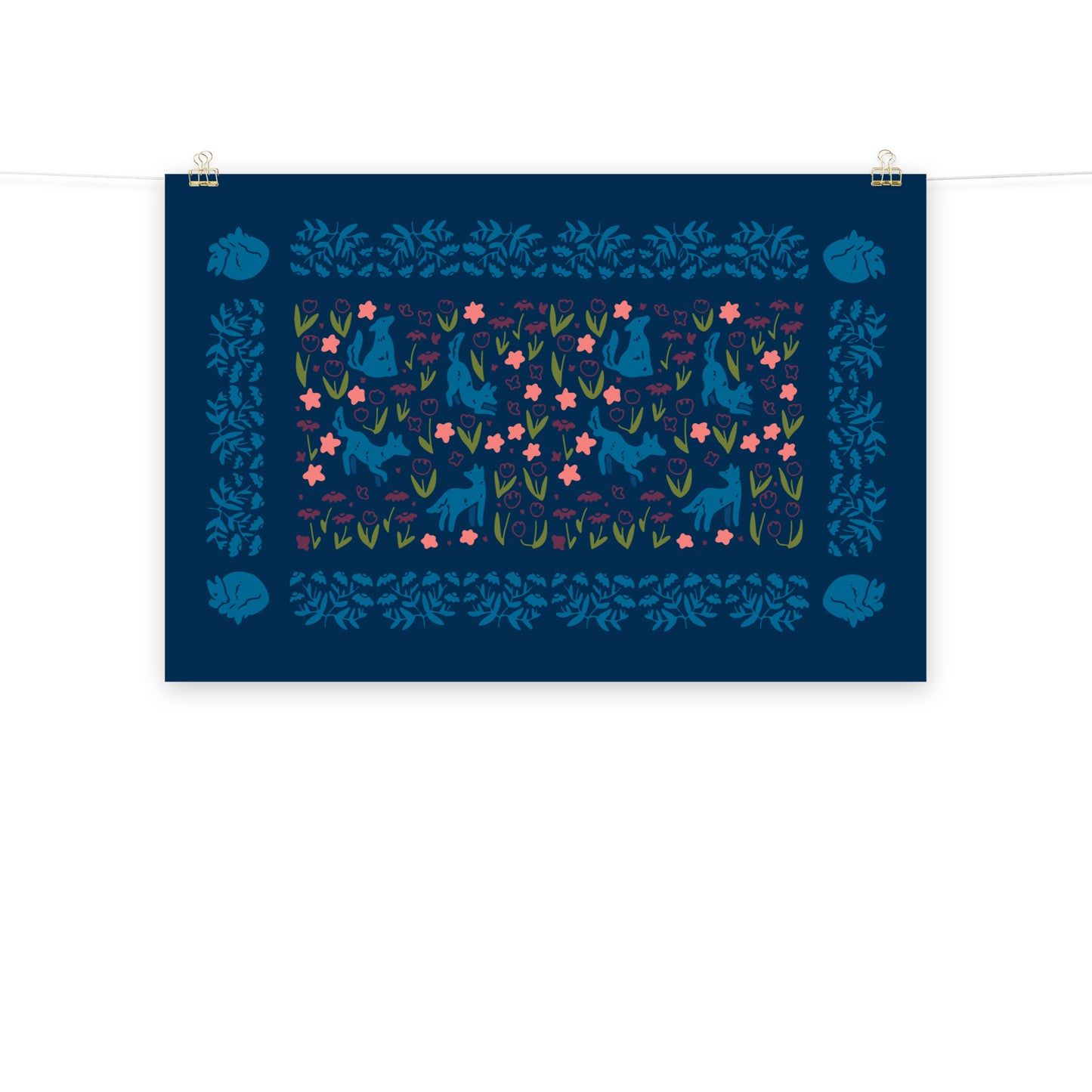 Puppies in Flowers Poster