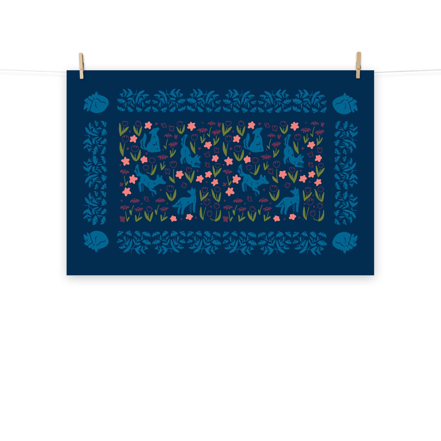 Puppies in Flowers Poster